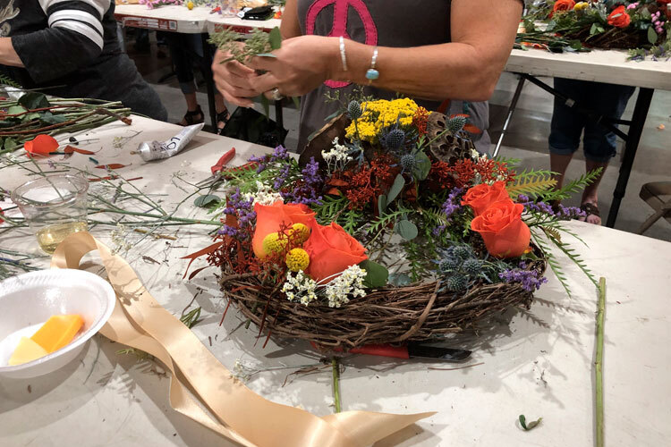 Wine & Floral Design Fall Wreath Class