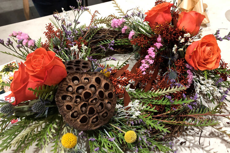 Wine & Floral Design Fall Wreath Class