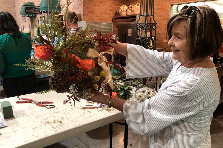 Wine & Floral Design Fall Wreath Class