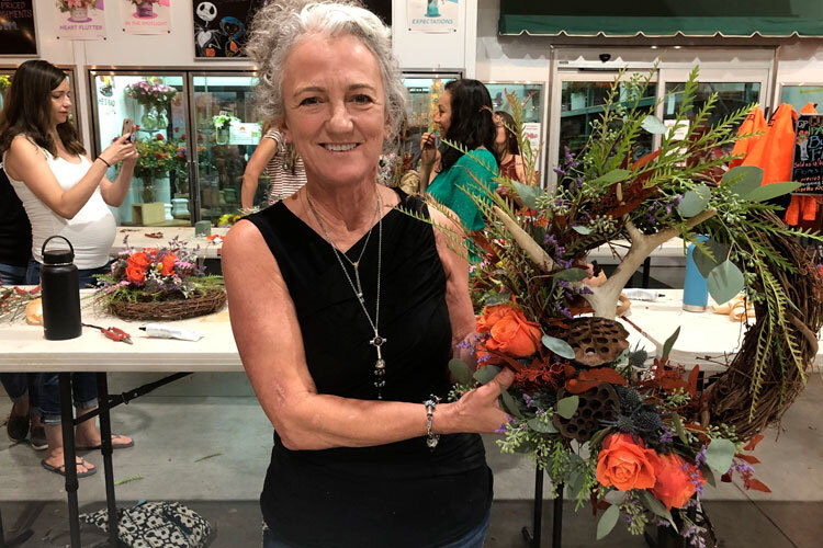 Wine & Floral Design Fall Wreath Class