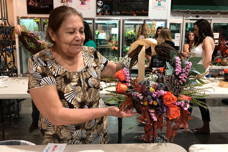 Wine & Floral Design Fall Wreath Class